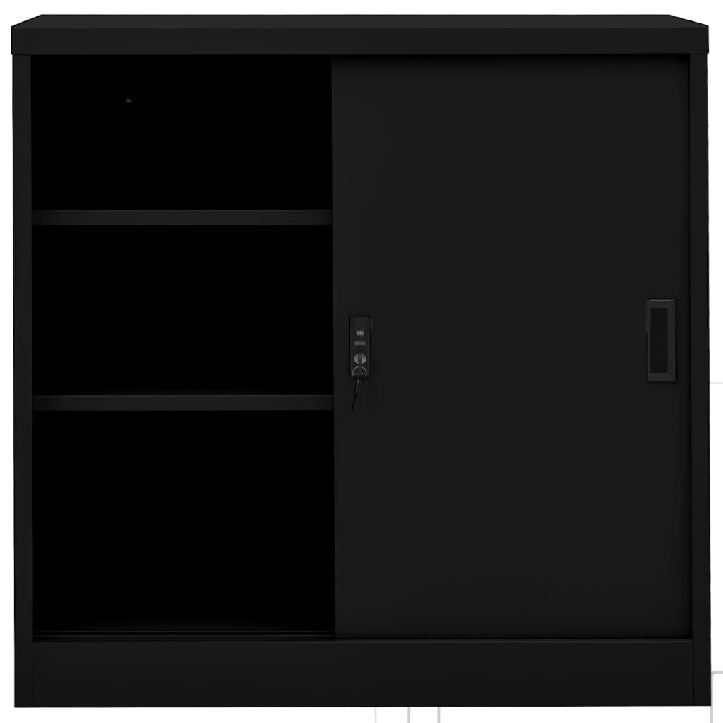 NNEVL Office Cabinet with Sliding Door Black 90x40x90 cm Steel