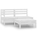 NNEVL 3 Piece Garden Lounge Set Solid Pinewood White