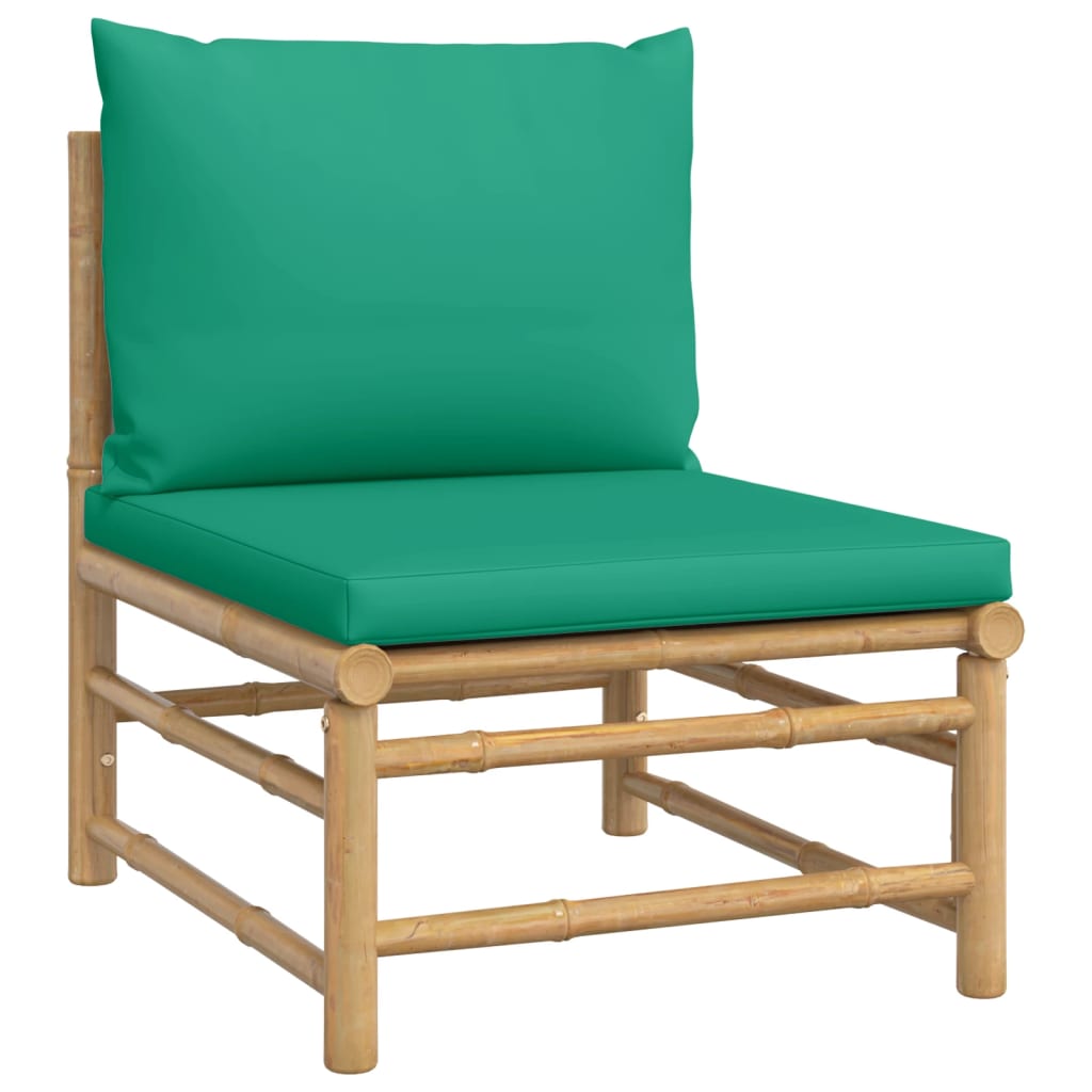 NNEVL 8 Piece Garden Lounge Set with Green Cushions  Bamboo